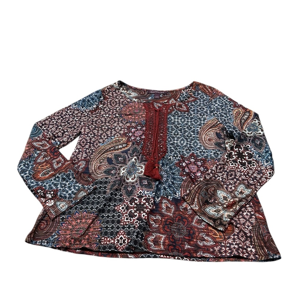 GLORIA VANDERBILT long sleeve bohemian top